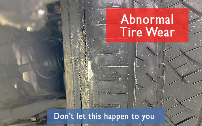 Extremely worn tire from a wheel alignment anomaly 